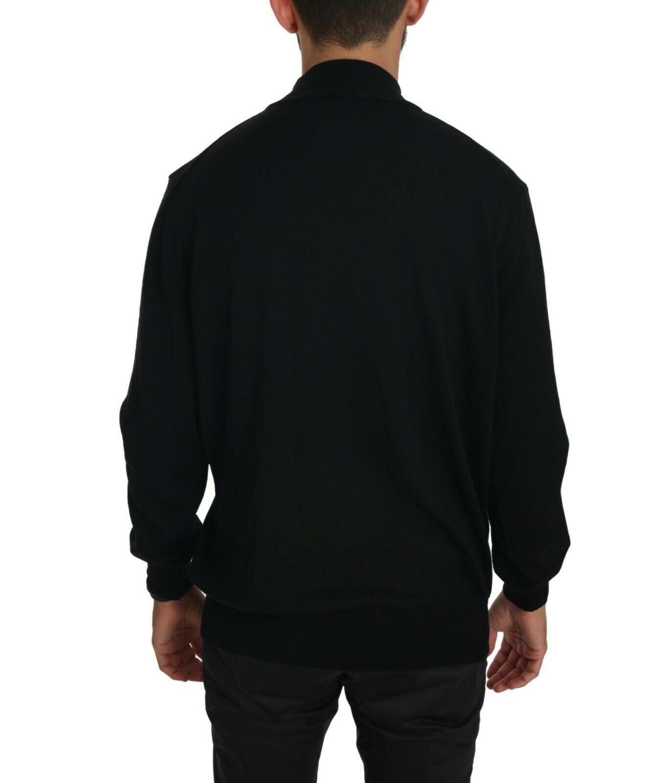 MILA SCHÖN Black turtleneck top virgin wool sweater